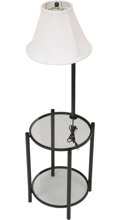 Mainstays Glass End Table Floor Lamp, Matte Black