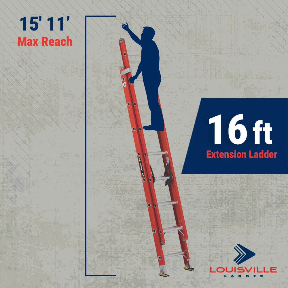 Louisville Ladder 16-Foot Fiberglass Extension Ladder, 300-Pound Load Capacity, Type IA, FE3216