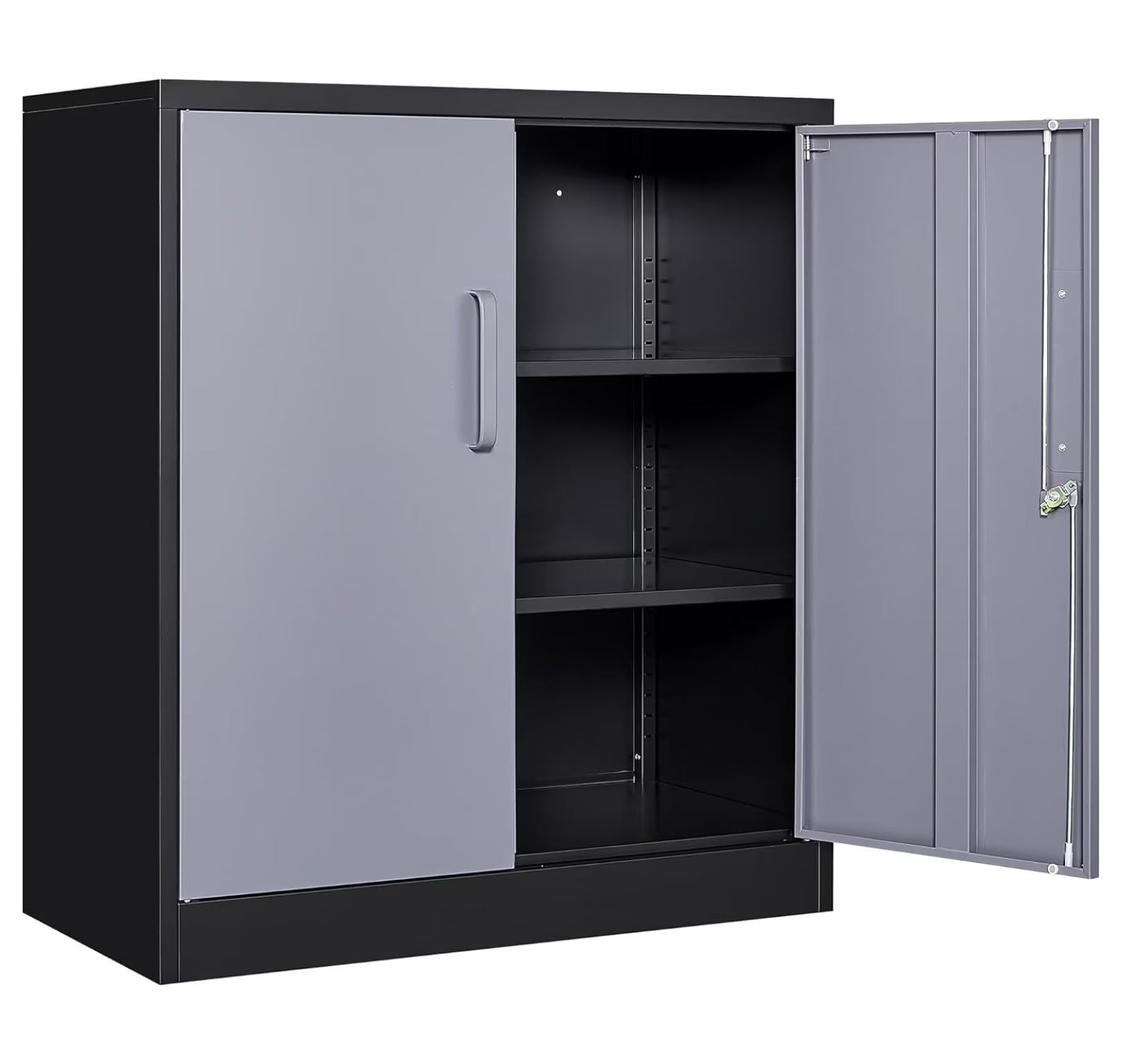 Nestora Storage Cabinet with Doors and Shelves,Display Cabinet with Glass Doors, Freestanding Kitchen Pantry Cabinet with Glass Doors and Shelves for Home Office, Pantry,Kitchen Bathroom