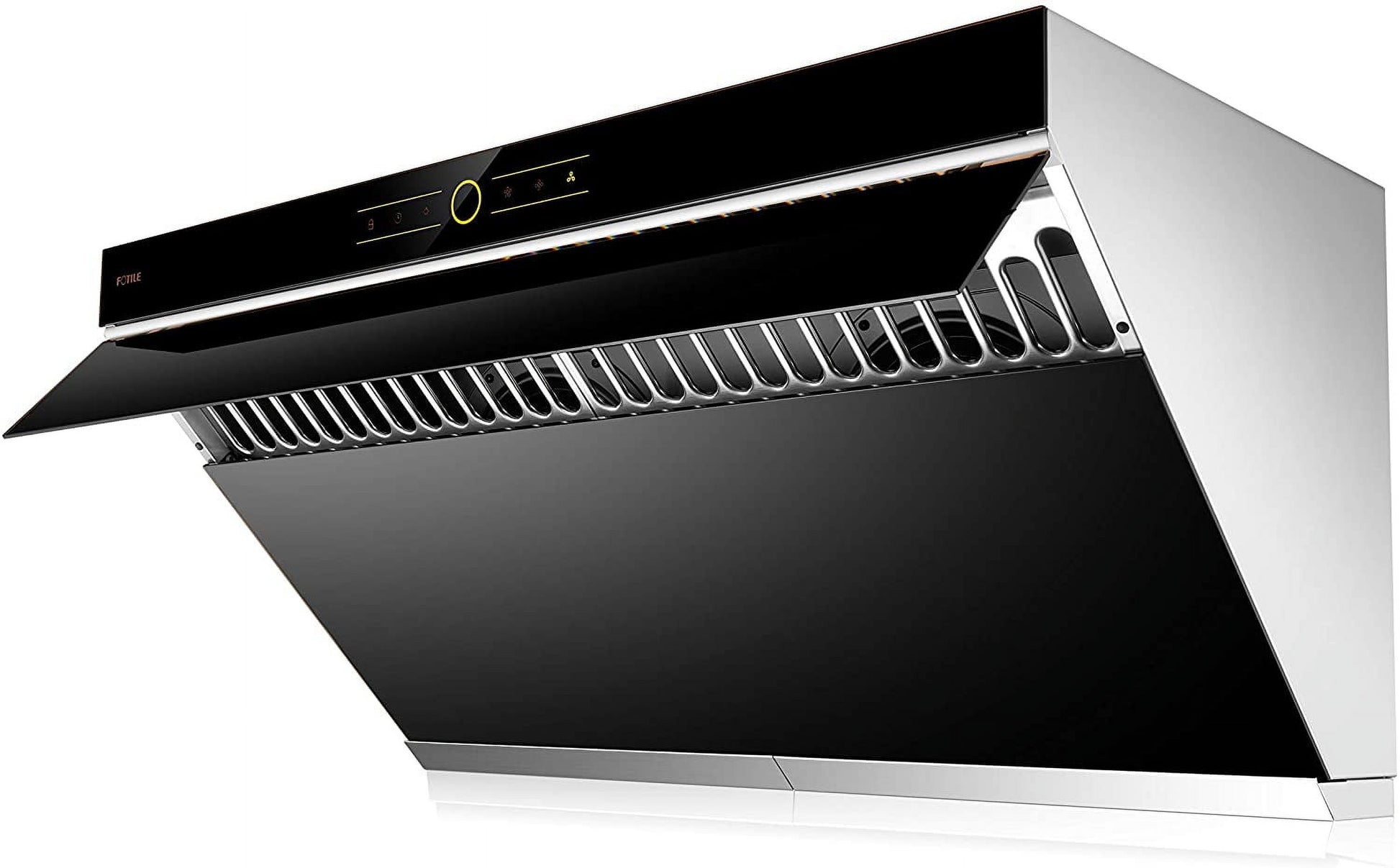 FOTILE JQG9001 Slant Vent Series 36" 850 CFM Under Cabinet or Wall Mount Range Hood with 2 LED lights and Touchscreen in Onyx Black Tempered Glass