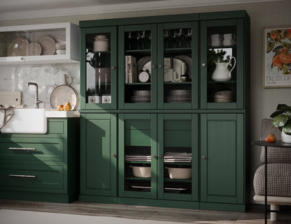 Palace Imports 100% Solid Wood Kitchen Pantry Storage Cabinet with Solid, Glass Doors, Adjustable Shelves and 2-Drawers, White