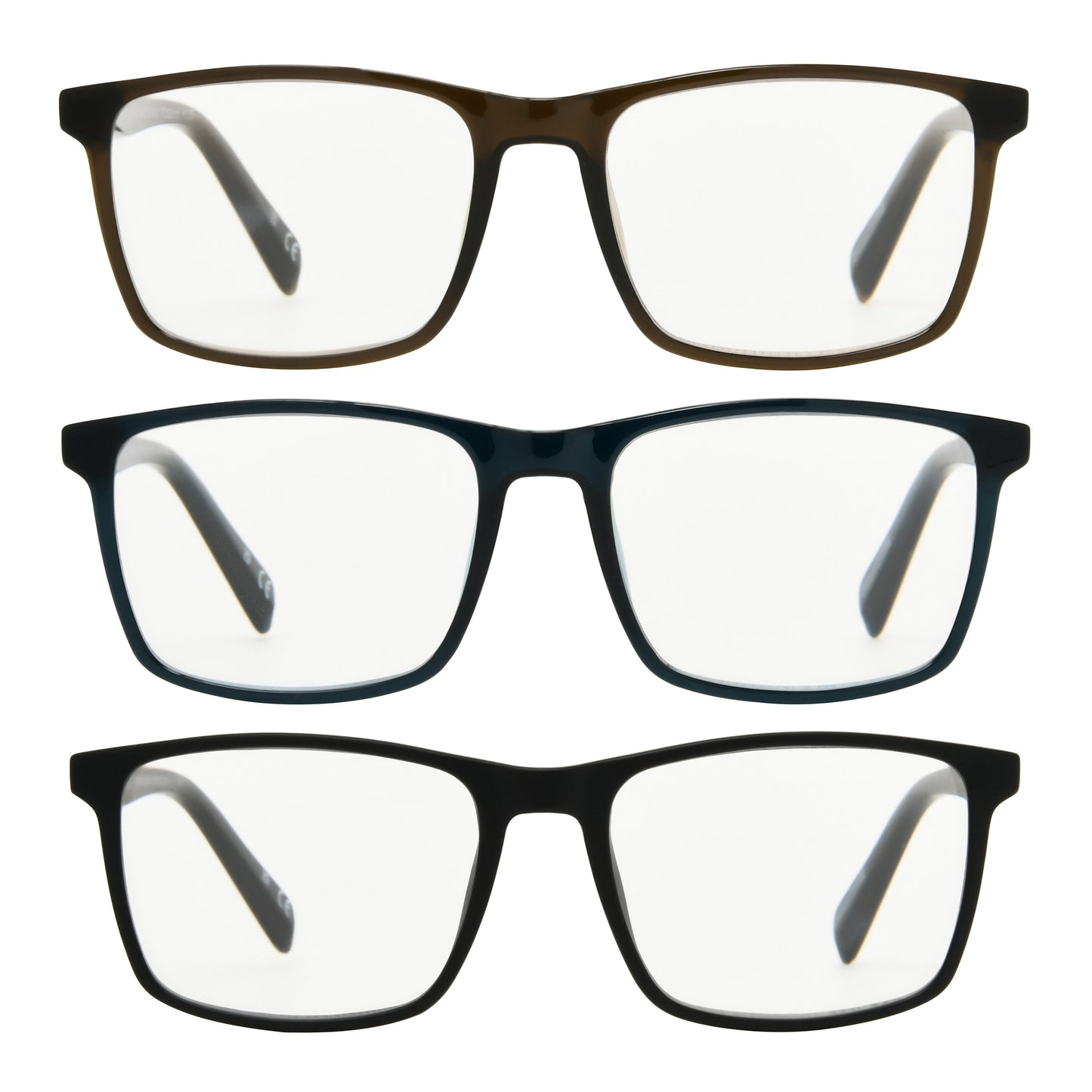 Design Optics by Foster Grant #815 Classic Plastic Square Reading Glasses, 3-pack