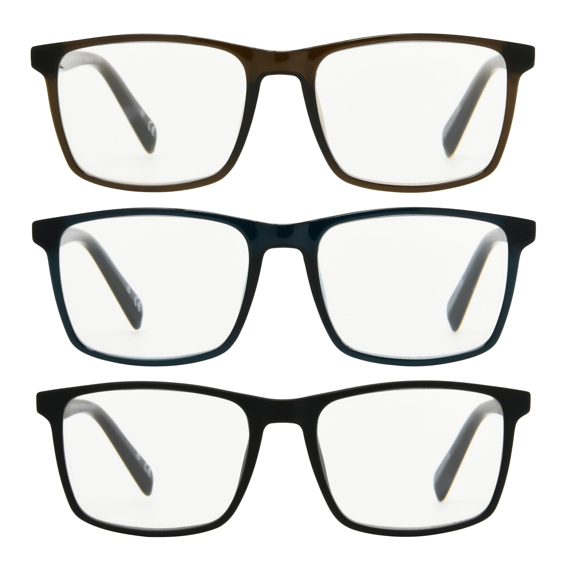 Design Optics by Foster Grant #815 Classic Plastic Square Reading Glasses, 3-pack