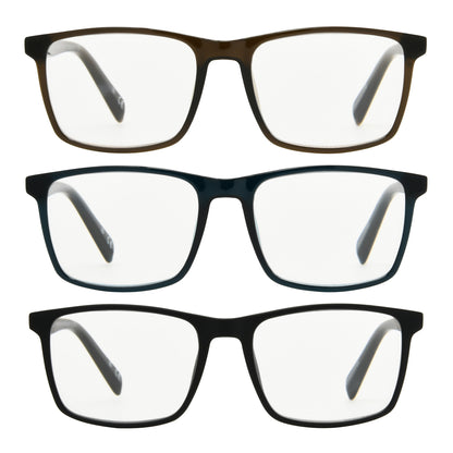 Design Optics by Foster Grant #815 Classic Plastic Square Reading Glasses, 3-pack
