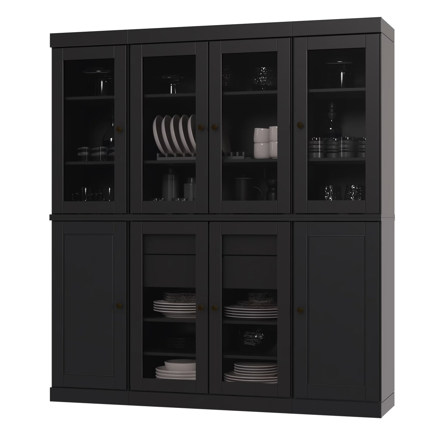 Palace Imports 100% Solid Wood Kitchen Pantry Storage Cabinet with Solid, Glass Doors, Adjustable Shelves and 2-Drawers, White