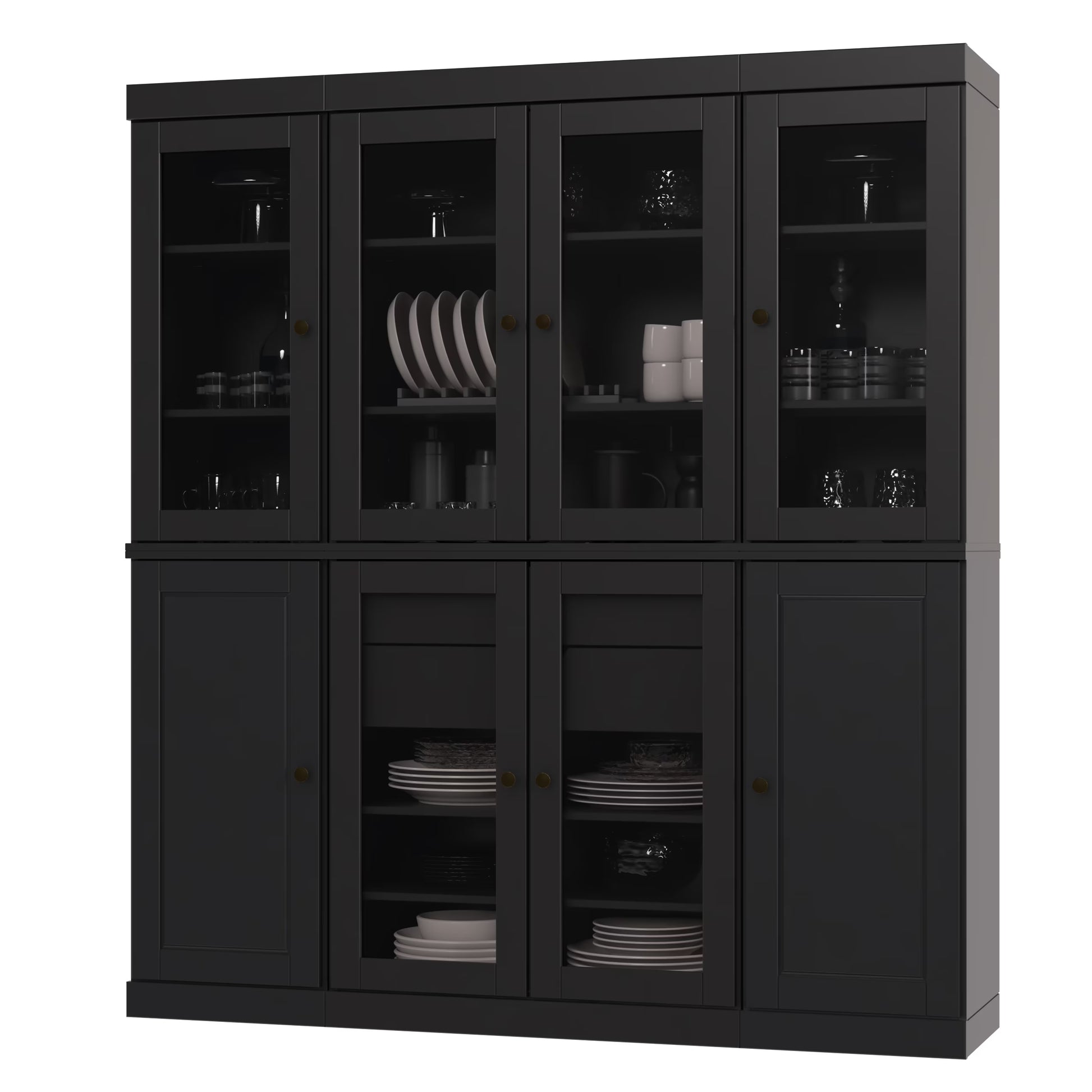 Palace Imports 100% Solid Wood Kitchen Pantry Storage Cabinet with Solid, Glass Doors, Adjustable Shelves and 2-Drawers, White