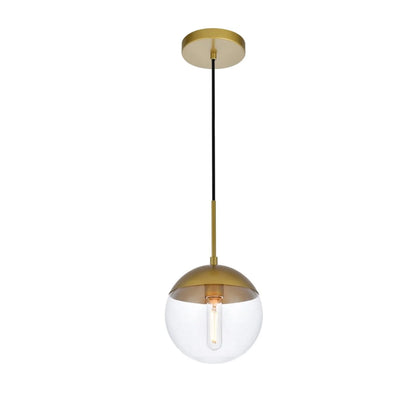 Living District Eclipse 1-Light Metal & Glass Pendant in Brass and Clear