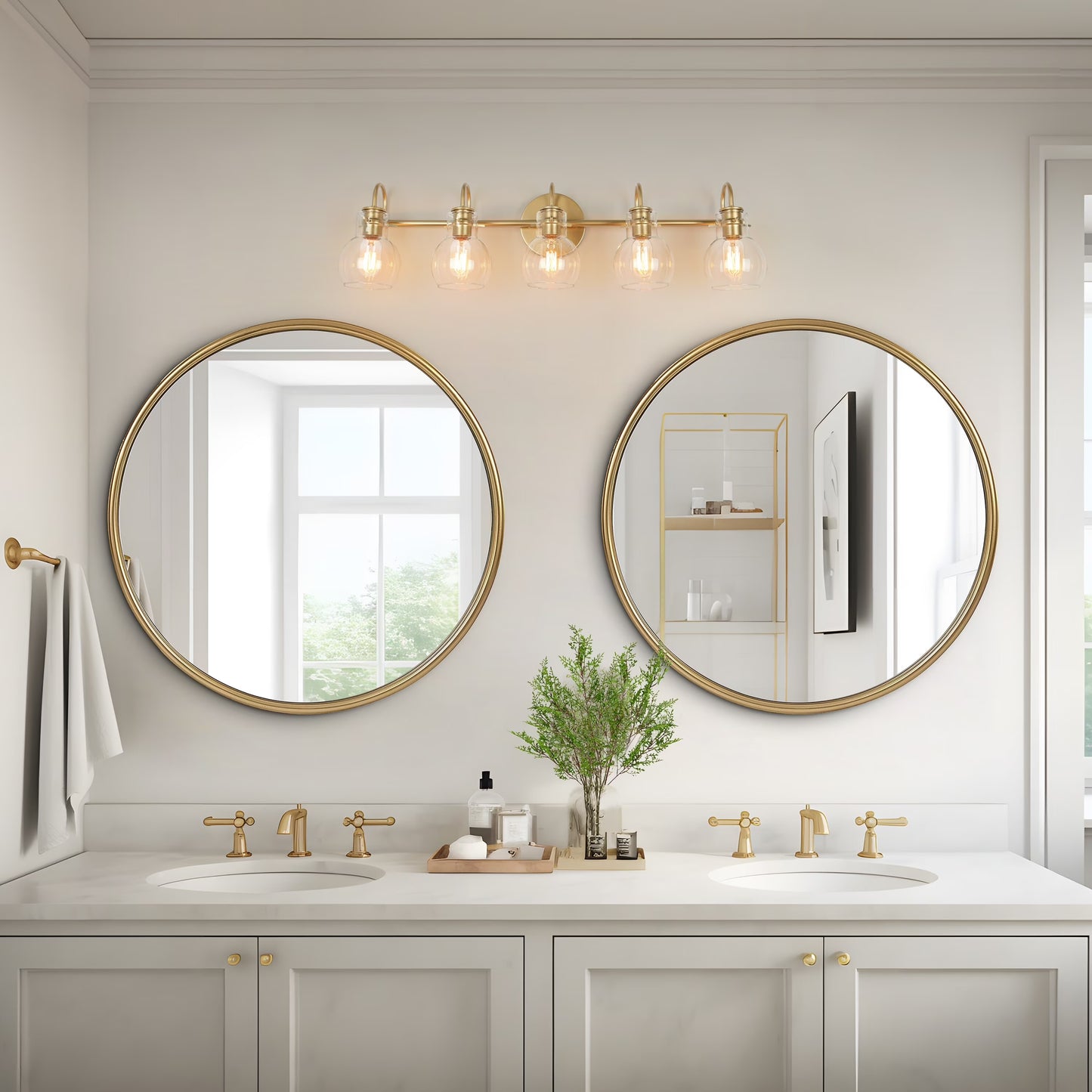 Carson Carrington Modern Gold 3-Light Bathroom Vanity Light Glass Wall Sconce 3-Light, Black 3-Light/L22"xW7"xH9" Black 13 to 24 Inches 4 to 8 Inches