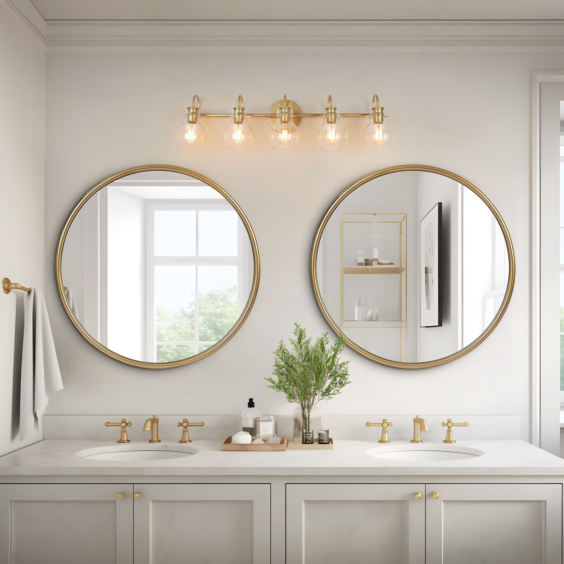 Carson Carrington Modern Gold 3-Light Bathroom Vanity Light Glass Wall Sconce 3-Light, Black 3-Light/L22"xW7"xH9" Black 13 to 24 Inches 4 to 8 Inches