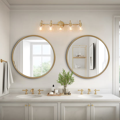 Carson Carrington Modern Gold 3-Light Bathroom Vanity Light Glass Wall Sconce 3-Light, Black 3-Light/L22"xW7"xH9" Black 13 to 24 Inches 4 to 8 Inches