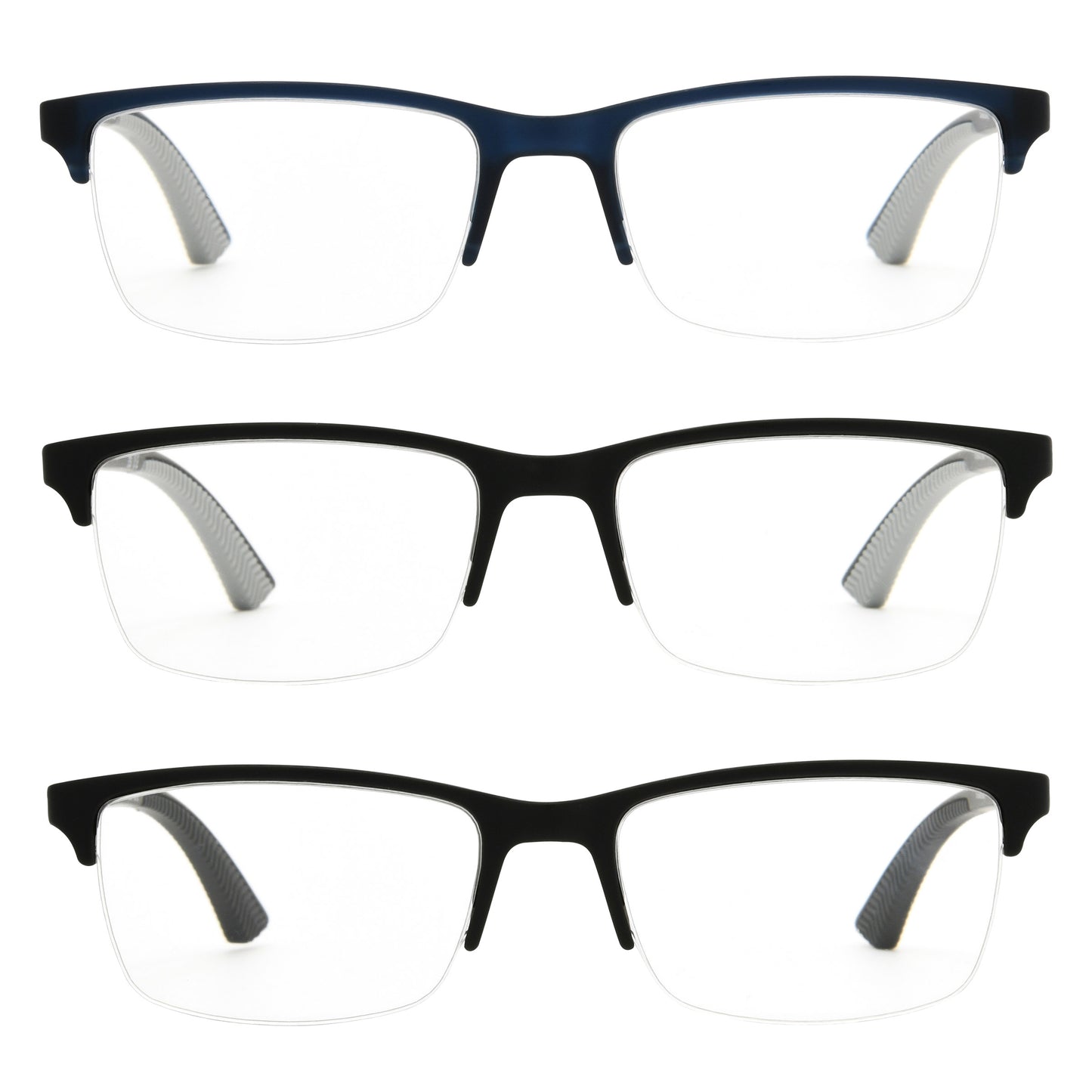 Design Optics by Foster Grant #356 Semi-Rim Rectangle Reading Glasses, 3-pack