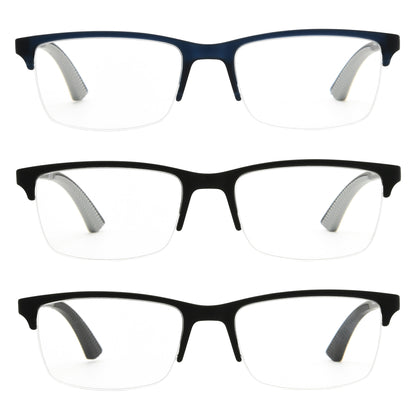 Design Optics by Foster Grant #356 Semi-Rim Rectangle Reading Glasses, 3-pack