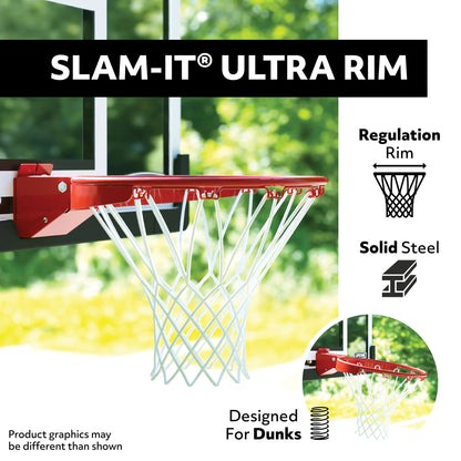 Lifetime 7.5ft. - 10ft. Adjustable Height 60° Tempered Glass Bolt-Down Basketball System (90569)
