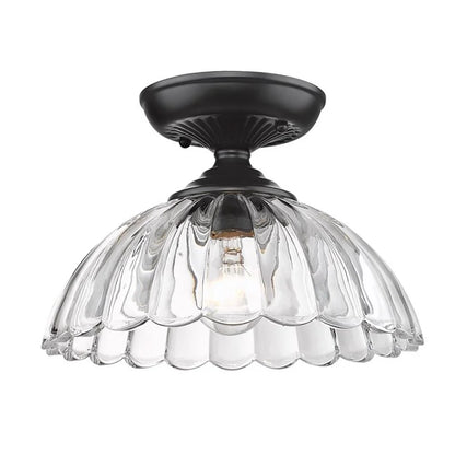 Audra 1-Light Semi-flush in Matte Black and Clear Glass