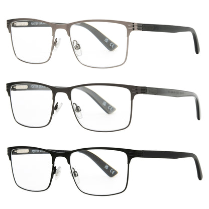 Design Optics by Foster Grant #668 Metal Square Reading Glasses, 3-pack