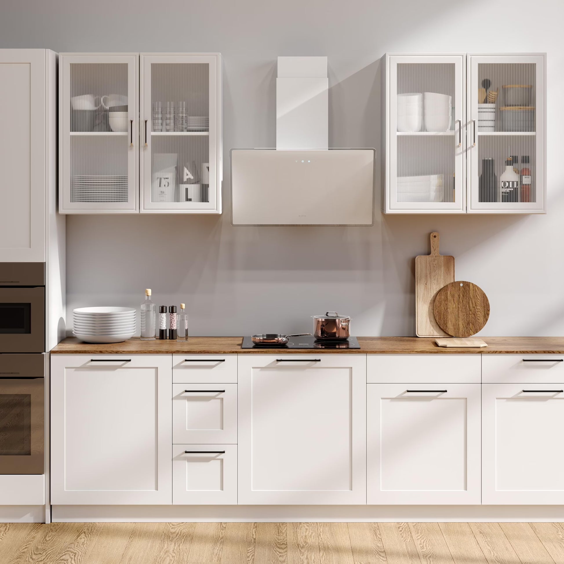 POLIHOME Display Wall Cabinet with Tempered Glass DoorsStorage Cabinet with Adjustable Shelves