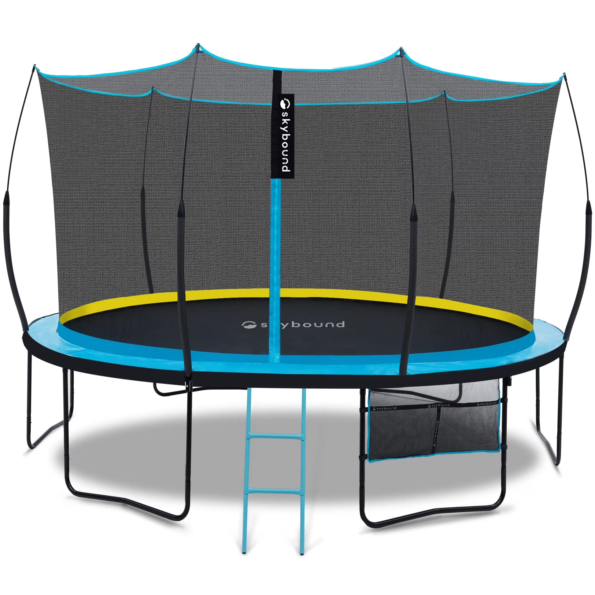 SkyBound 10FT 12FT 14FT Trampoline with Enclosure - Recreational Trampolines for Kids and Adults with Patented Fiberglass Curved Poles - Outdoor Trampoline with Ladder - Rust Resistant
