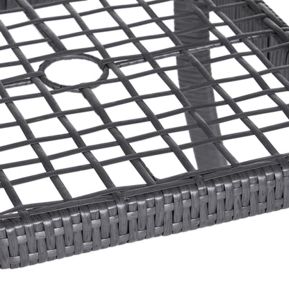 GDF Studio Jeremy Outdoor Wicker Dining Table with Glass Top, Gray and Smoky