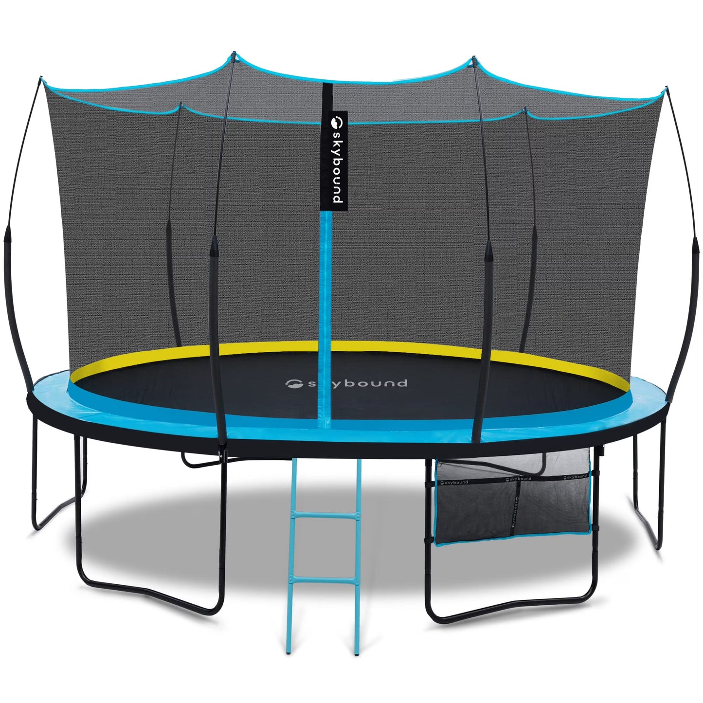 SkyBound 10FT 12FT 14FT Trampoline with Enclosure - Recreational Trampolines for Kids and Adults with Patented Fiberglass Curved Poles - Outdoor Trampoline with Ladder - Rust Resistant