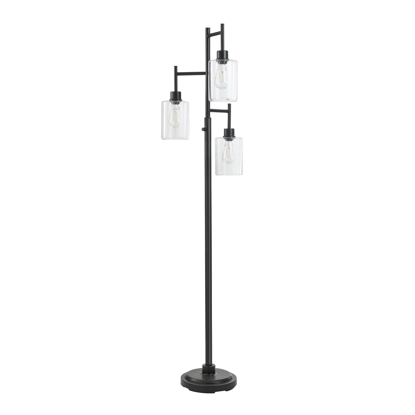 Better Homes & Gardens 63.5 in 3 Light Contemporary Black Floor Lamp Clear Glass
