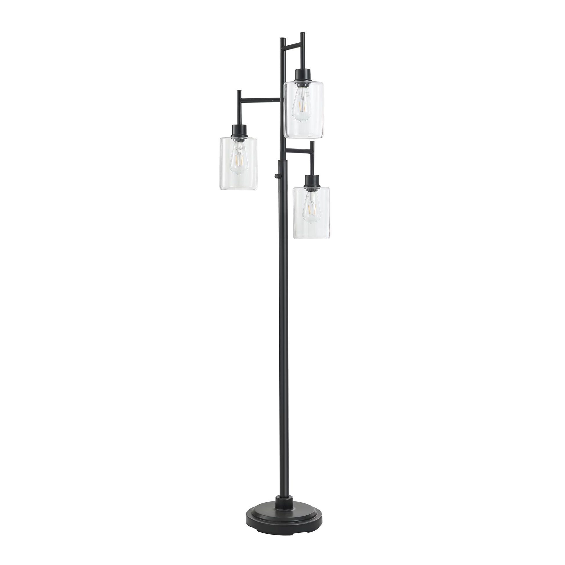 Better Homes & Gardens 63.5 in 3 Light Contemporary Black Floor Lamp Clear Glass