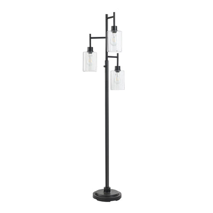Better Homes & Gardens 63.5 in 3 Light Contemporary Black Floor Lamp Clear Glass