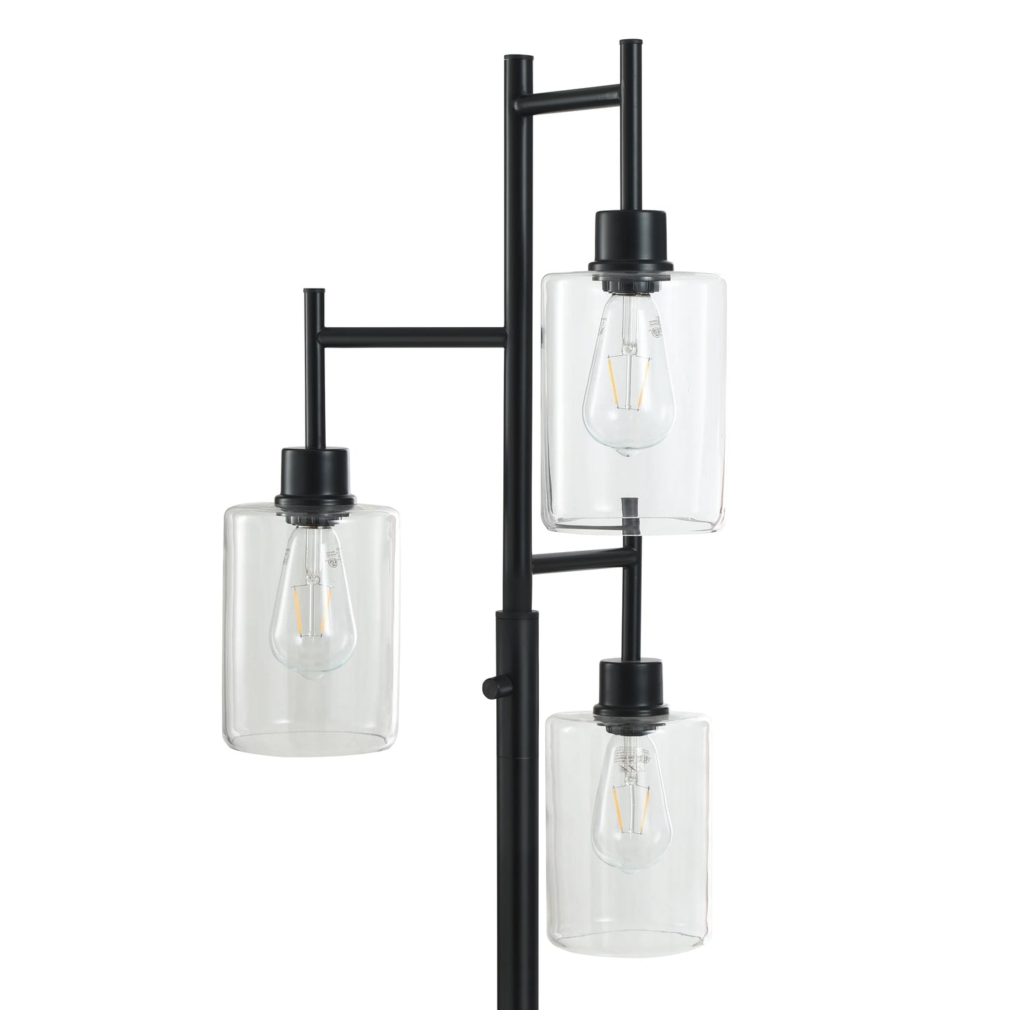 Better Homes & Gardens 63.5 in 3 Light Contemporary Black Floor Lamp Clear Glass