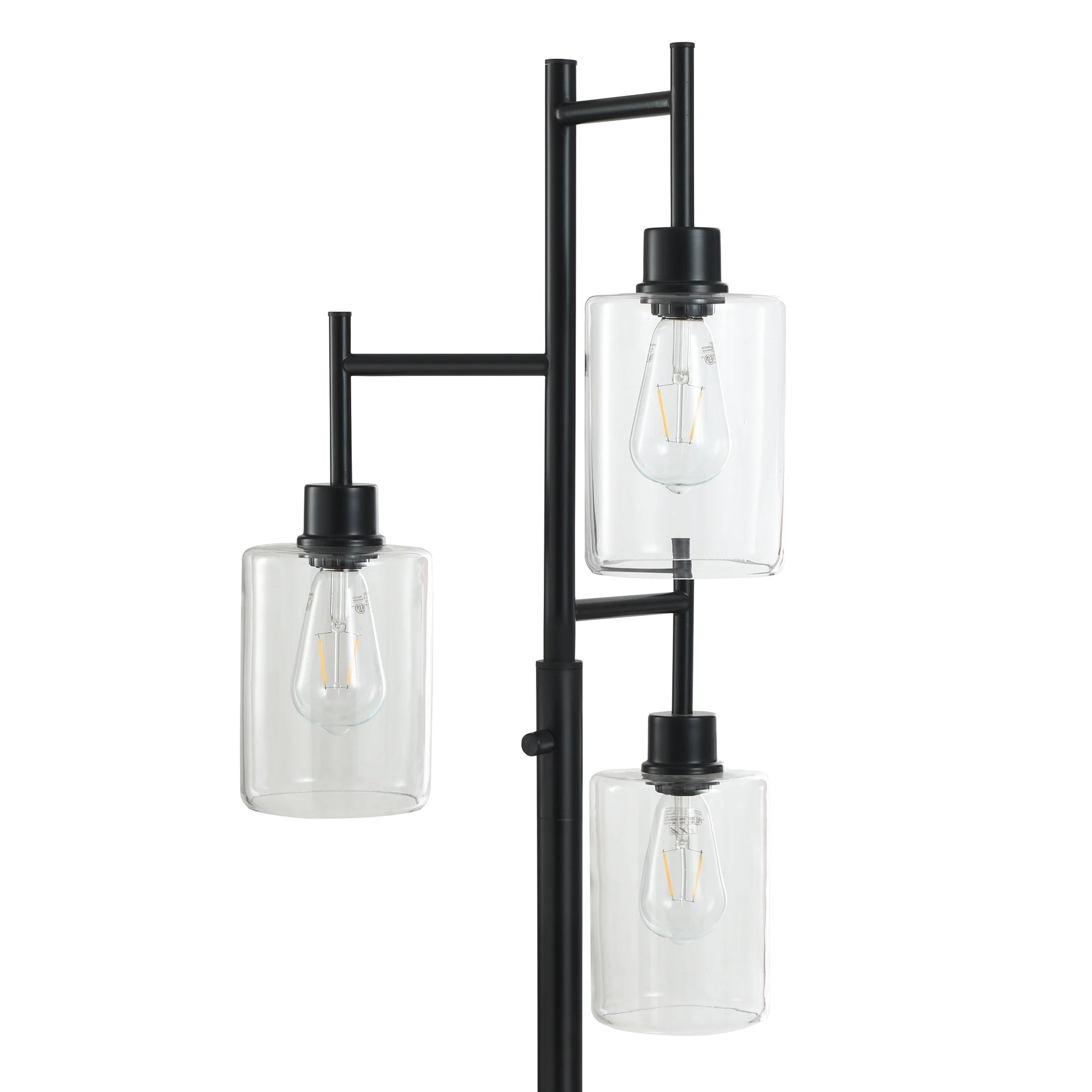 Better Homes & Gardens 63.5 in 3 Light Contemporary Black Floor Lamp Clear Glass