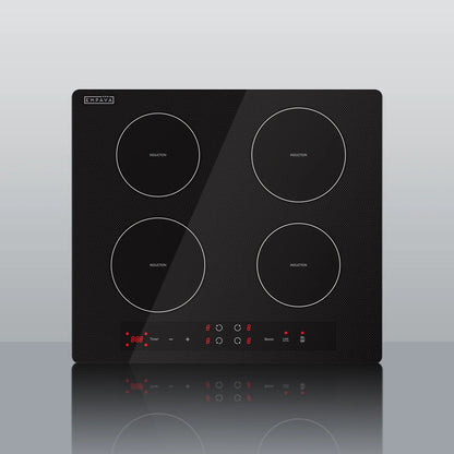 Empava 24" Electric Stove Induction Cooktop with 4 Power Boost Burners Smooth Surface Vitro Ceramic Glass in Black