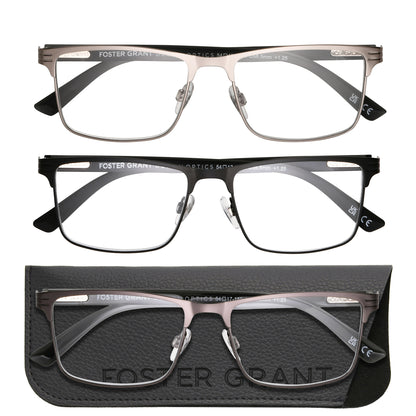 Design Optics by Foster Grant #668 Metal Square Reading Glasses, 3-pack