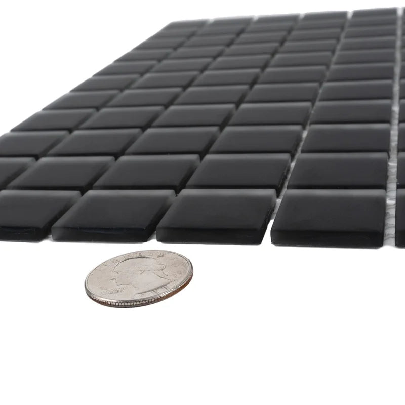 10 pack Black 11.8 in. x 11.8 in. 1x1 Matte Finished Glass Mosaic Floor and Wall Tile (9.67 sq. ft./Case)