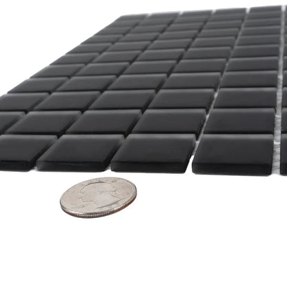 10 pack Black 11.8 in. x 11.8 in. 1x1 Matte Finished Glass Mosaic Floor and Wall Tile (9.67 sq. ft./Case)