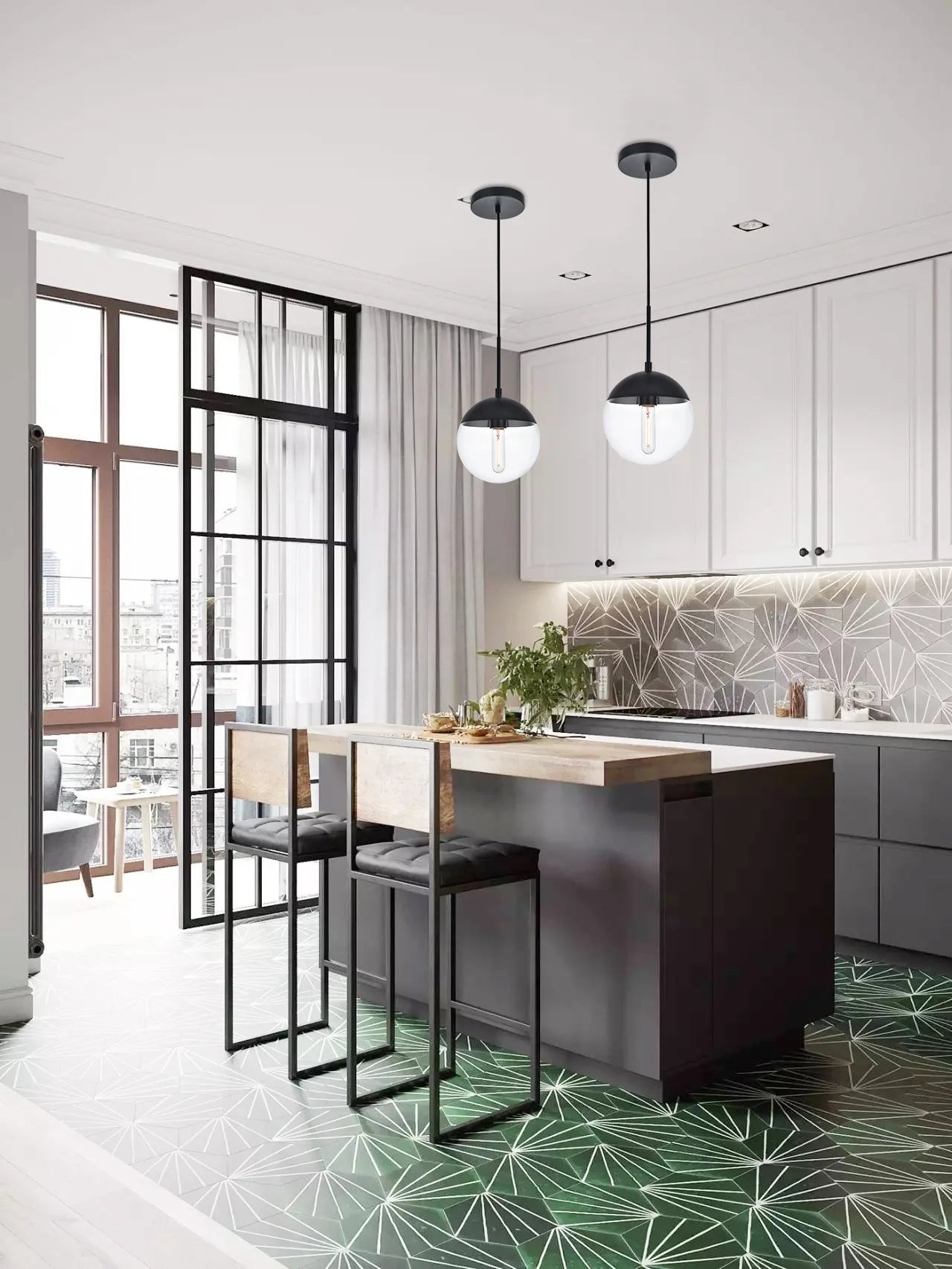Living District Eclipse 1-Light Metal & Glass Pendant in Brass and Clear