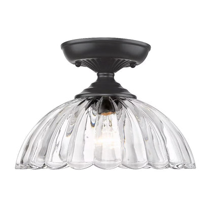 Audra 1-Light Semi-flush in Matte Black and Clear Glass