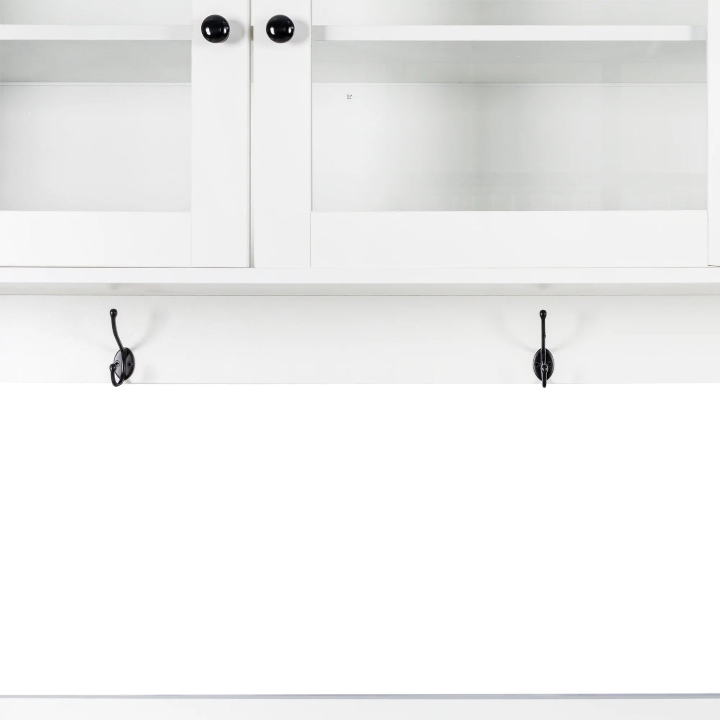Large Kitchen Pantry Storage Cabinet w/4 Glass Doors & 4 Drawers, Food Hutch w/Microwave Stand & Hooks