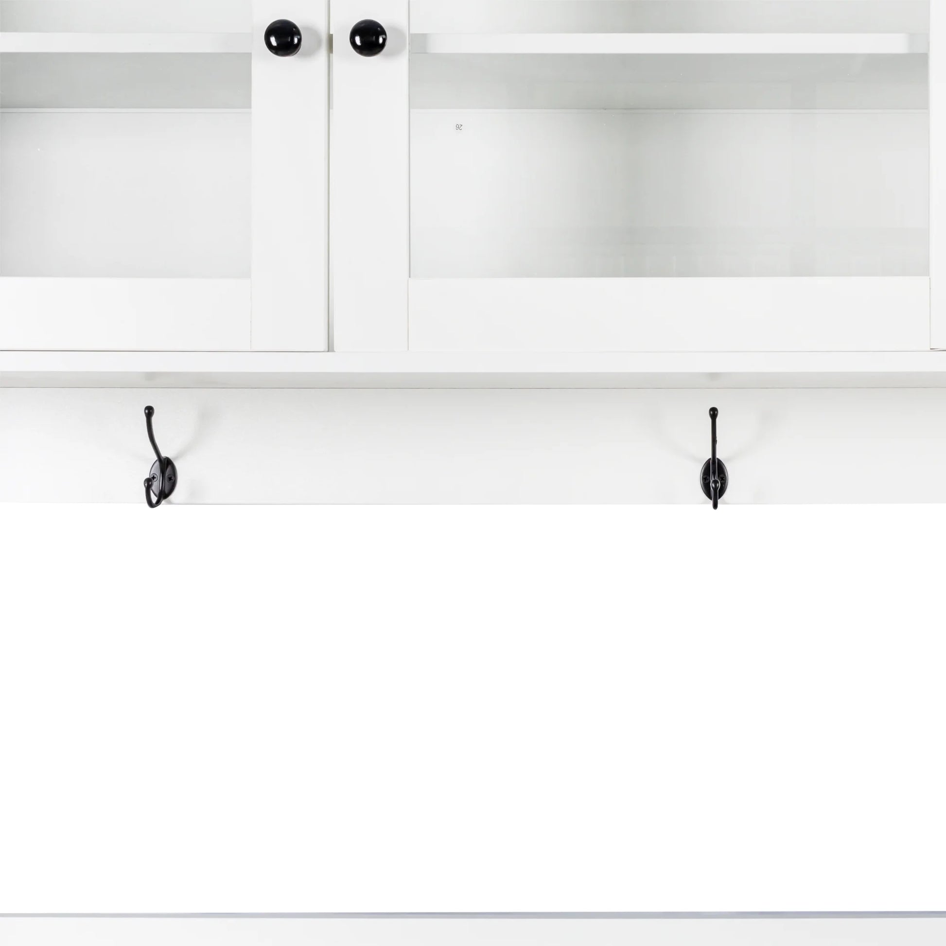 Large Kitchen Pantry Storage Cabinet w/4 Glass Doors & 4 Drawers, Food Hutch w/Microwave Stand & Hooks